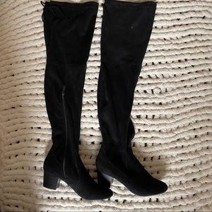 Black Suede Over the Knee Boots